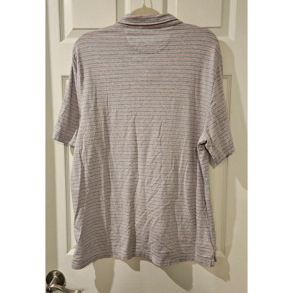 Faherty Movement Polo Shirt Mens XL Blue‎ Red Striped Pima Cotton Modal Horizon